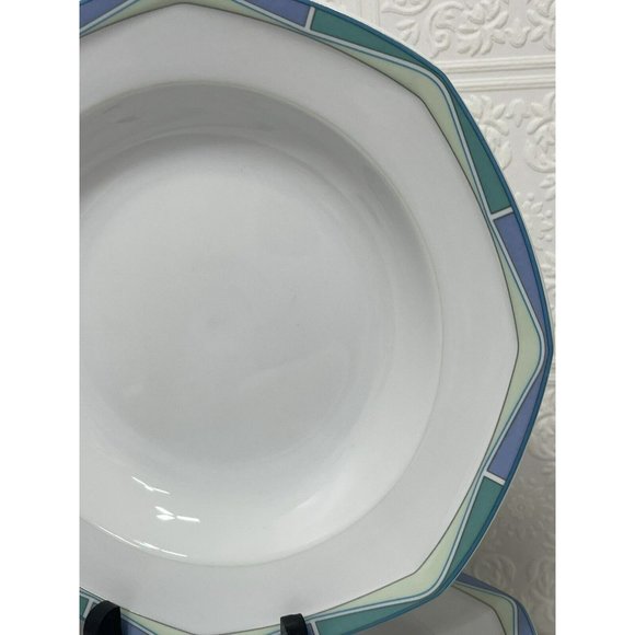 Christopher Stuart Acclaim Rim Soup Bowls 9.25" Lot of 5 Art Deco Style - Picture 5 of 9